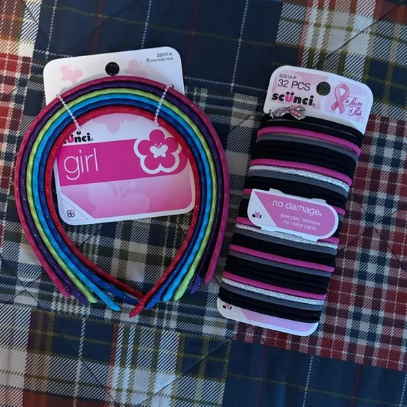 Scunci Multicolor Headbands and Black Hair Ties Set - Picture 1 of 5